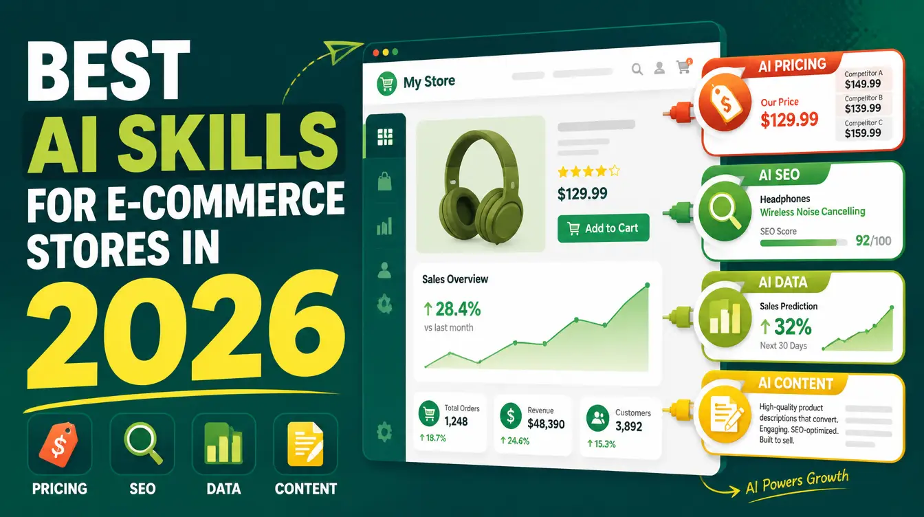 Best AI Skills for E-Commerce Stores in 2026 (Pricing, SEO, Data, Content)