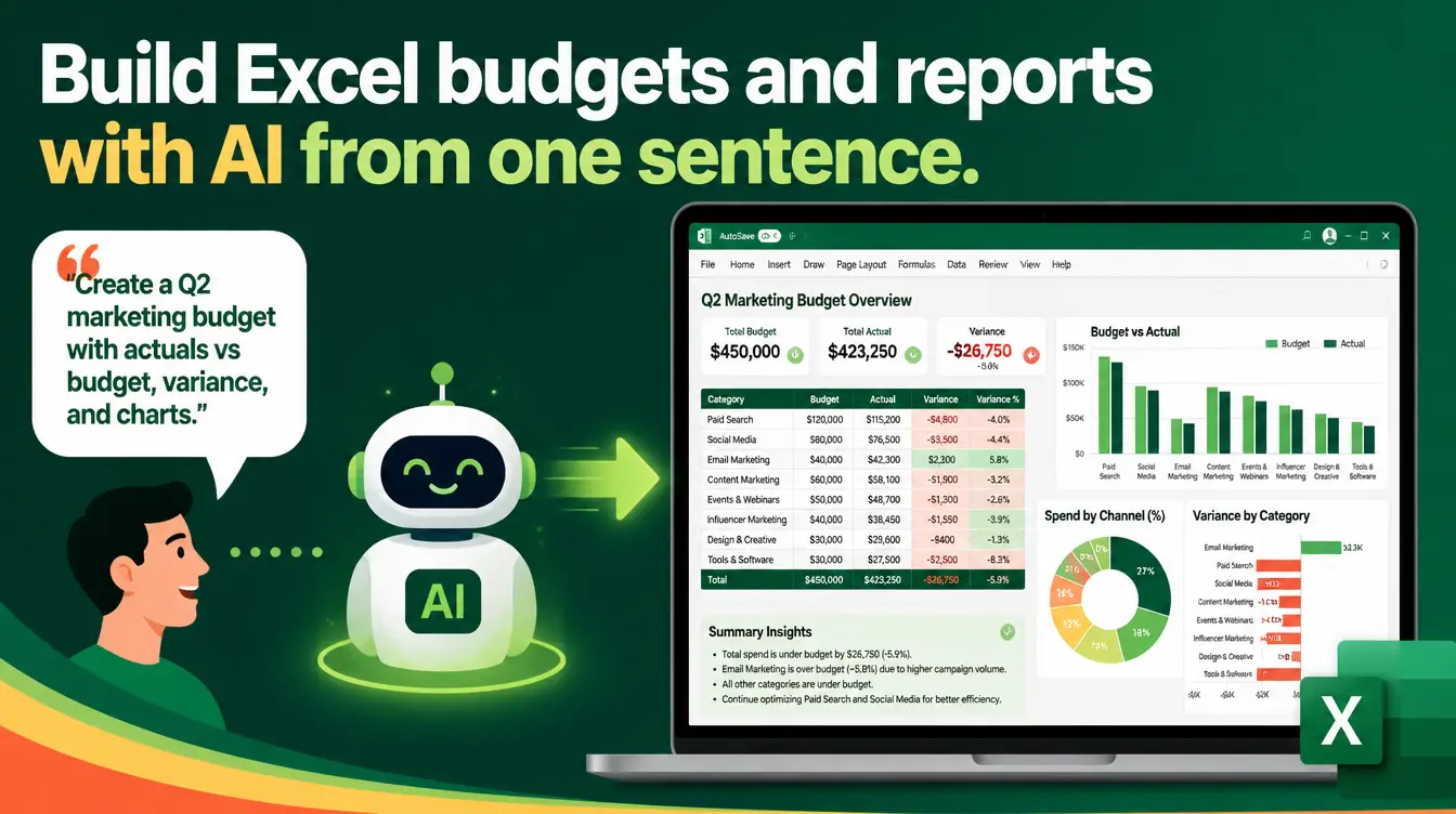 How to Build Budgets and Reports in Excel with AI (One Sentence to Finished File)