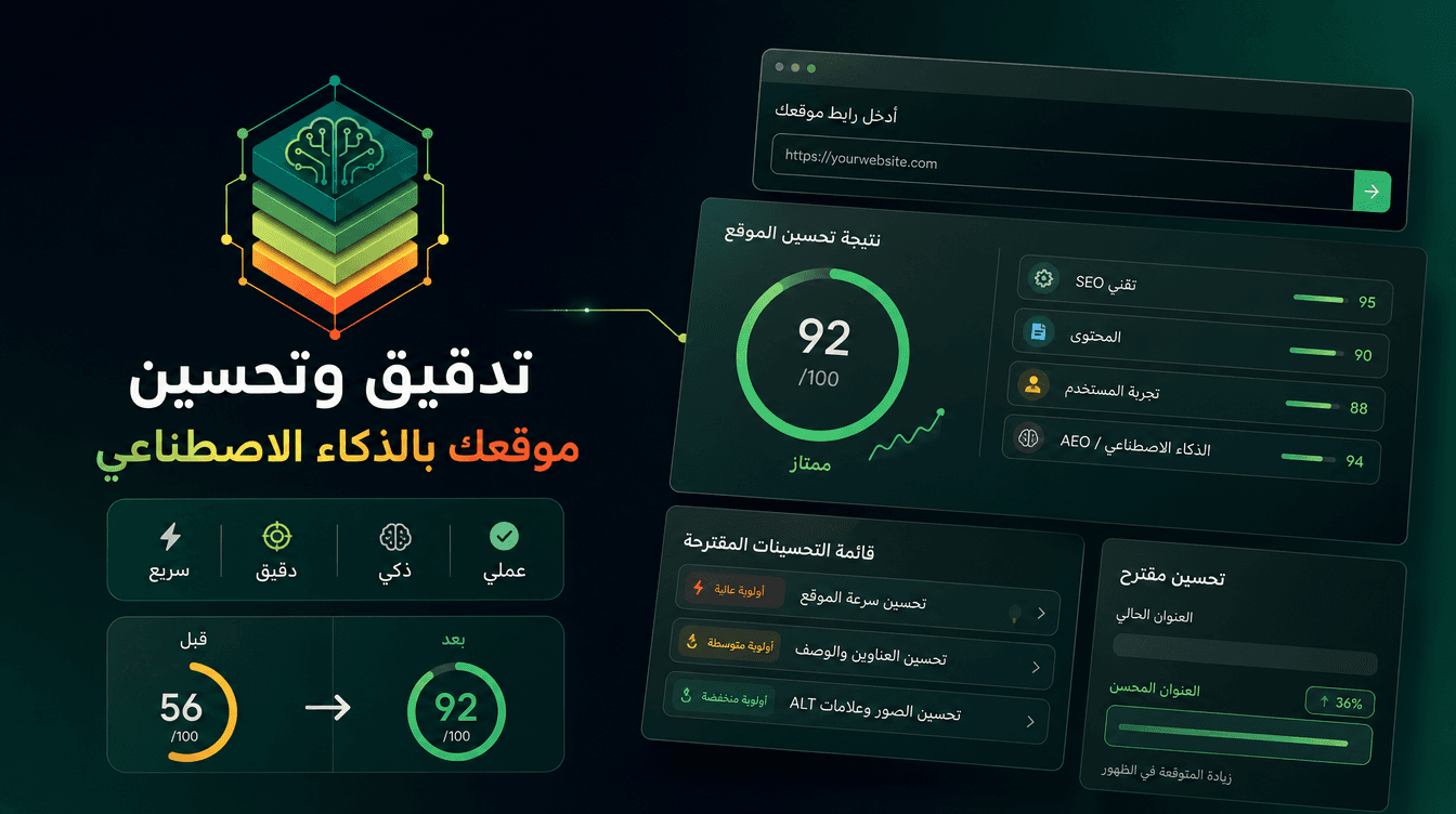 كيف تدقّق SEO وAEO لموقعك بالذكاء الاصطناعي — خطوة بخطوة