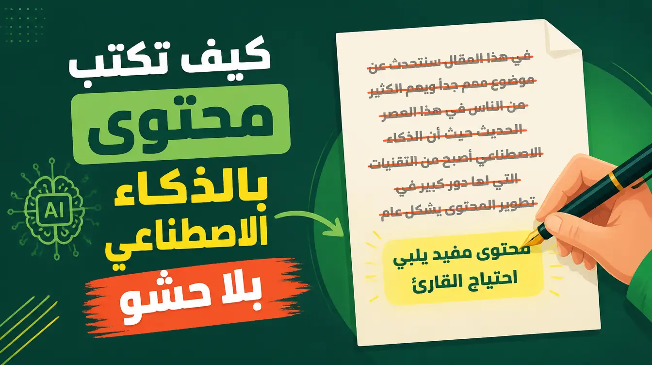 كيف تكتب محتوى بالذكاء الاصطناعي (بلا حشو) وتُقتبس في 2026؟