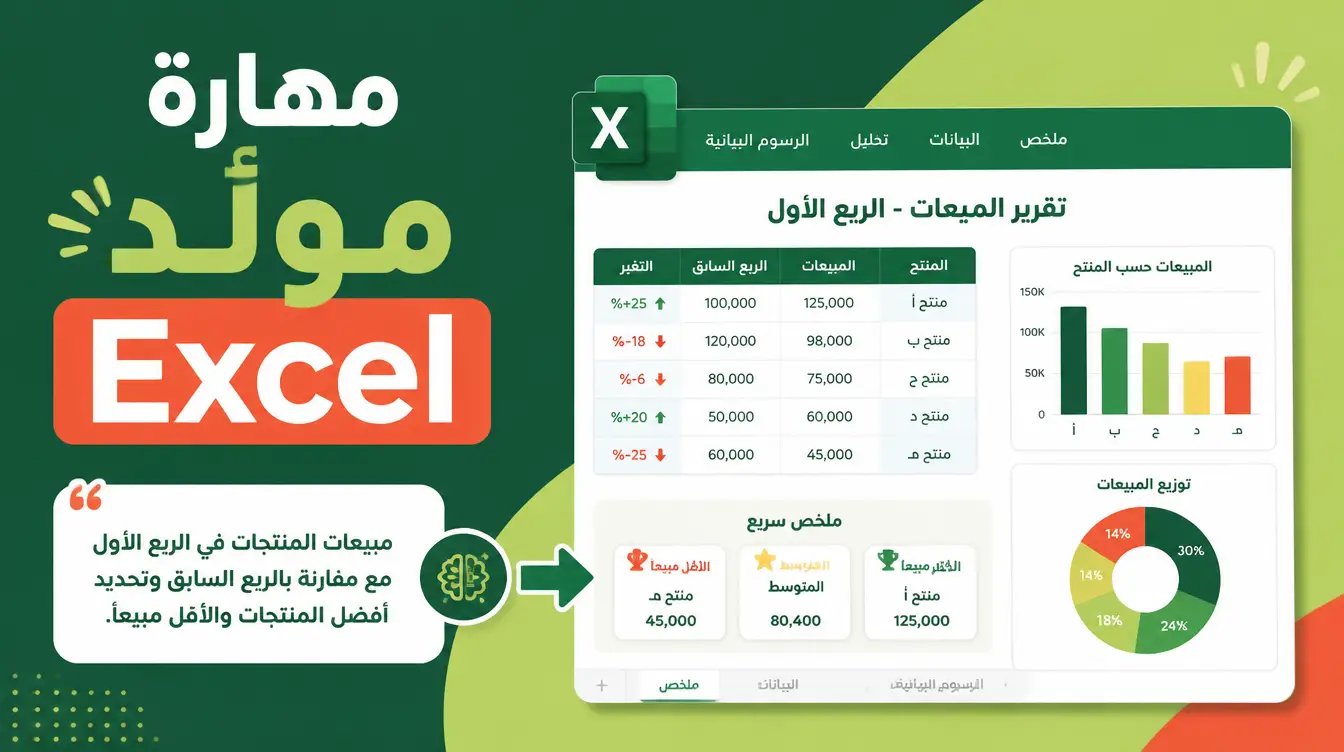 مهارة مولّد Excel: من جملة واحدة إلى ملف جداول مكتمل