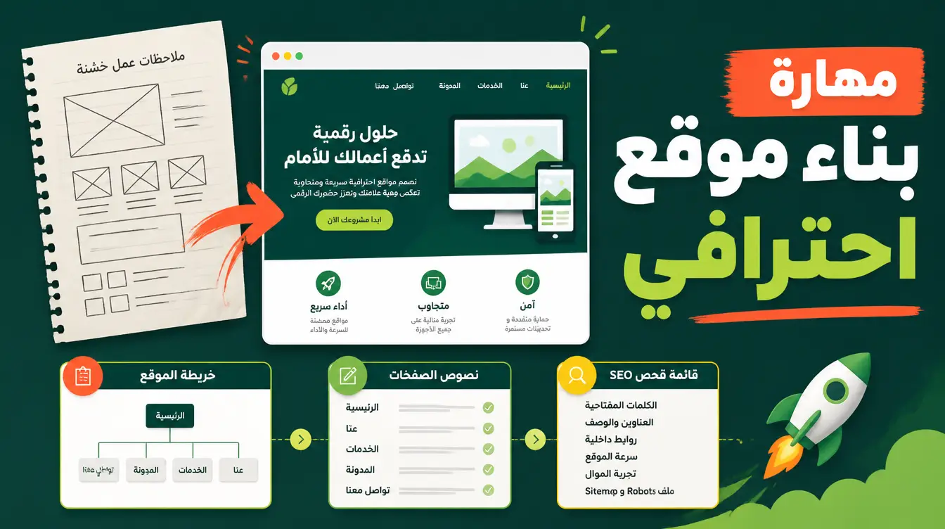 مهارة بناء موقع احترافي: خطط واكتب موقعاً كاملاً في جلسة واحدة