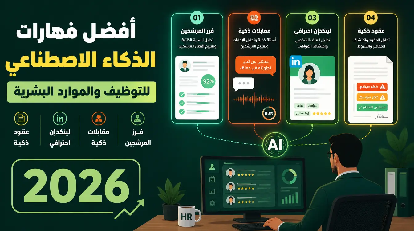 أفضل مهارات الذكاء الاصطناعي للتوظيف والموارد البشرية في 2026 (من الفرز إلى العرض)