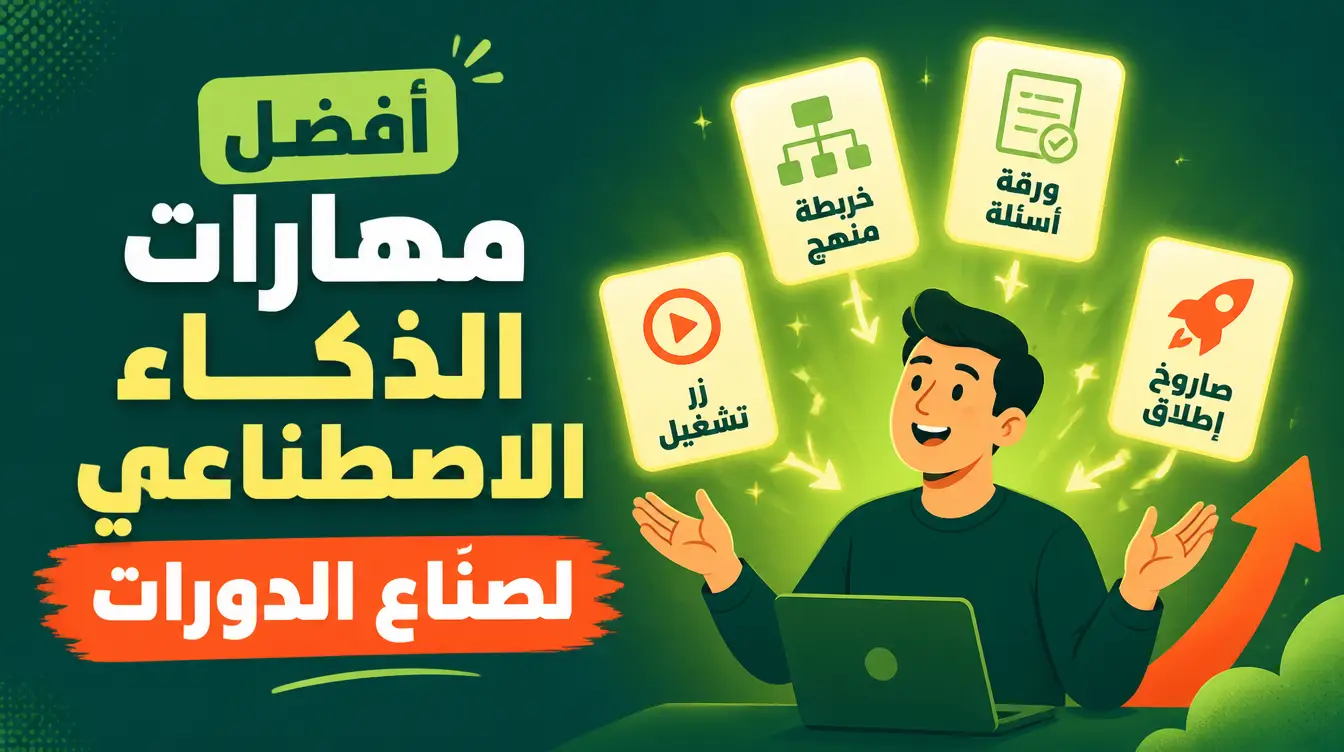 أفضل مهارات الذكاء الاصطناعي لصنّاع الدورات: المنهج والأسئلة والإطلاق