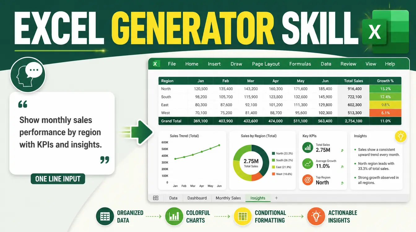 Excel Generator Skill: From One Sentence to a Polished Spreadsheet