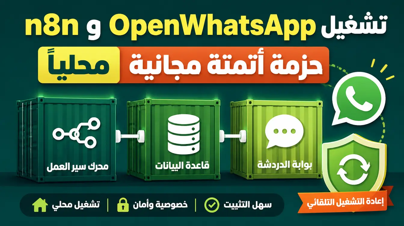 كيف تشغّل n8n وOpenWhatsApp محلياً (حزمة أتمتة مجانية)